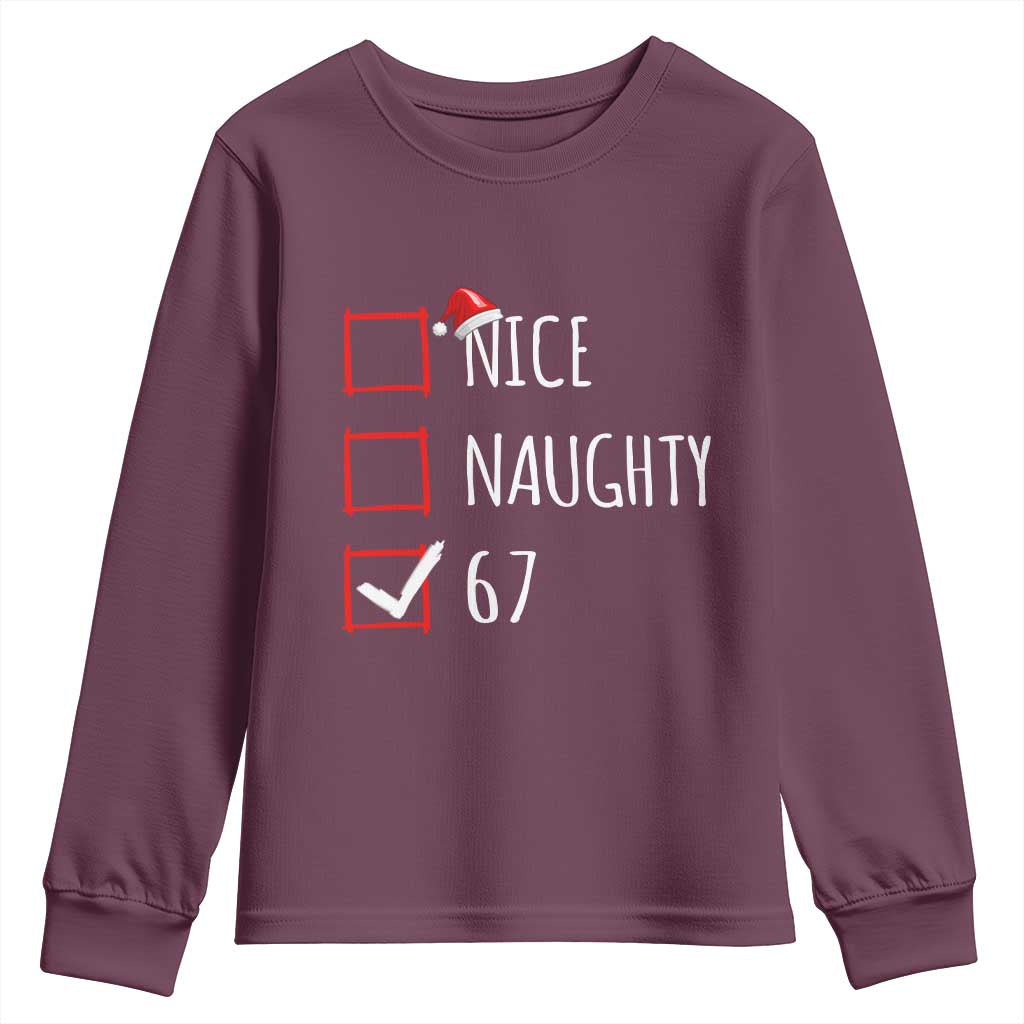 67 Christmas Youth Sweatshirt Funny Nice Naughty Six Seven 6 7 Meme Brain Rot - Wonder Print Shop