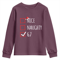 67 Christmas Youth Sweatshirt Funny Nice Naughty Six Seven 6 7 Meme Brain Rot - Wonder Print Shop