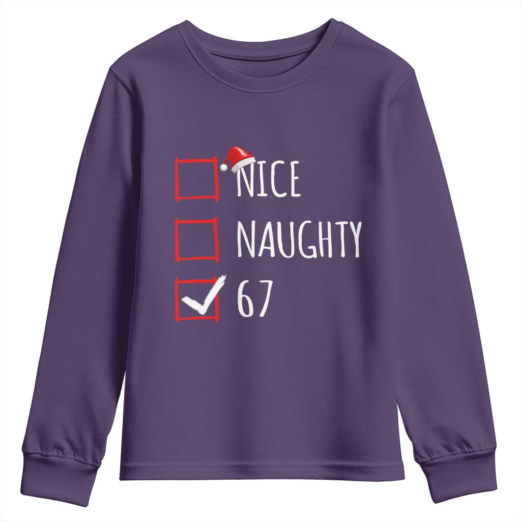 67 Christmas Youth Sweatshirt Funny Nice Naughty Six Seven 6 7 Meme Brain Rot - Wonder Print Shop