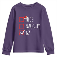 67 Christmas Youth Sweatshirt Funny Nice Naughty Six Seven 6 7 Meme Brain Rot - Wonder Print Shop
