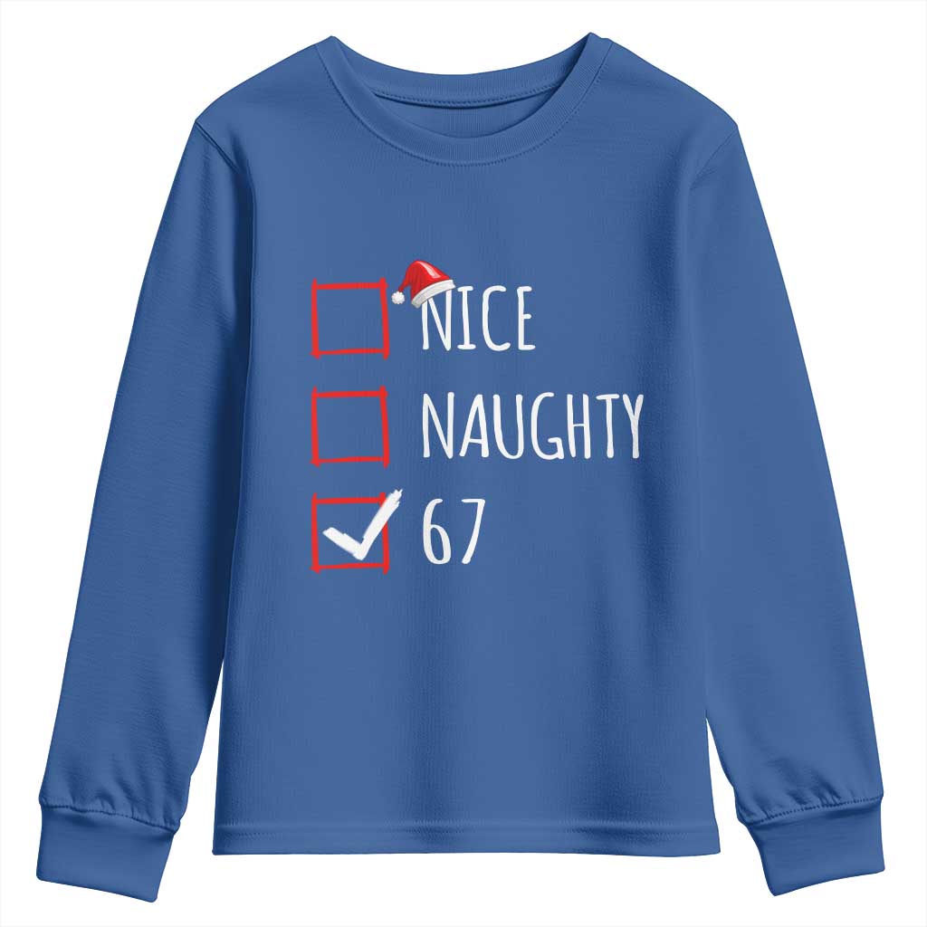 67 Christmas Youth Sweatshirt Funny Nice Naughty Six Seven 6 7 Meme Brain Rot - Wonder Print Shop