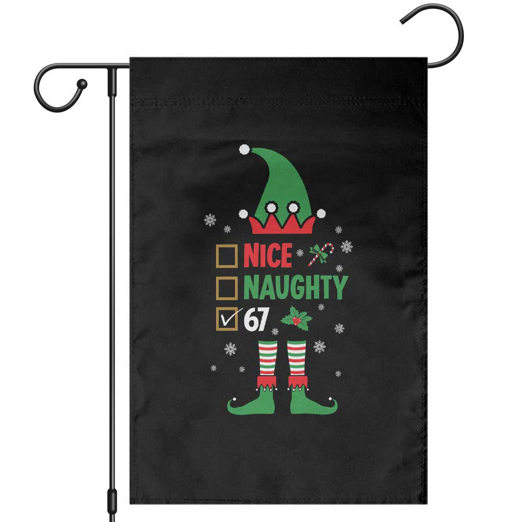 67 Christmas Garden Flag Funny Six Seven Meme Brainrot Nice Naughty 6 7 Elf Custome - Wonder Print Shop