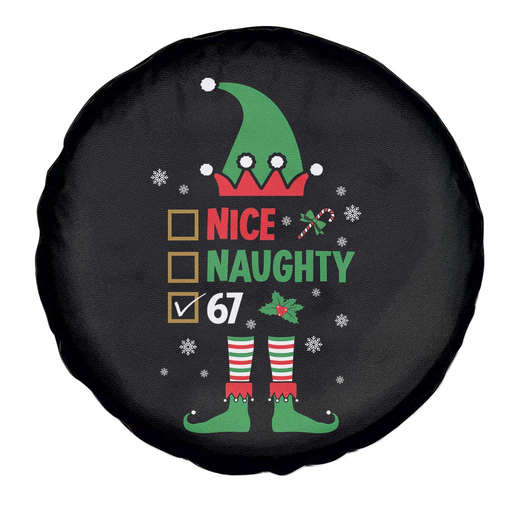67 Christmas Spare Tire Cover Funny Six Seven Meme Brainrot Nice Naughty 6 7 Elf Custome - Wonder Print Shop