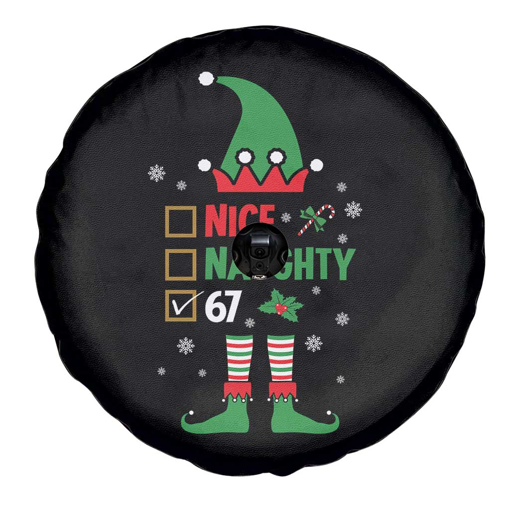 67 Christmas Spare Tire Cover Funny Six Seven Meme Brainrot Nice Naughty 6 7 Elf Custome - Wonder Print Shop
