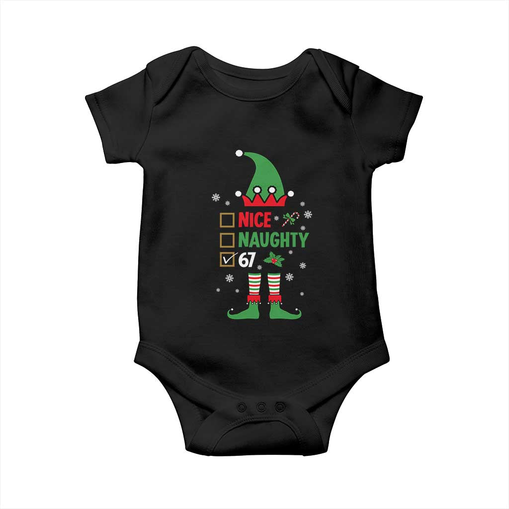 67 Christmas Baby Onesie Funny Six Seven Meme Brainrot Nice Naughty 6 7 Elf Custome - Wonder Print Shop