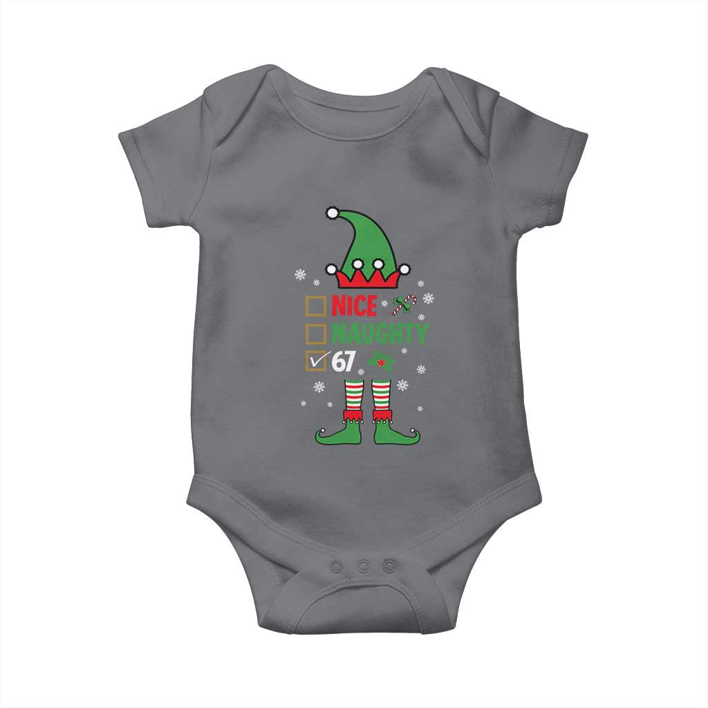 67 Christmas Baby Onesie Funny Six Seven Meme Brainrot Nice Naughty 6 7 Elf Custome - Wonder Print Shop