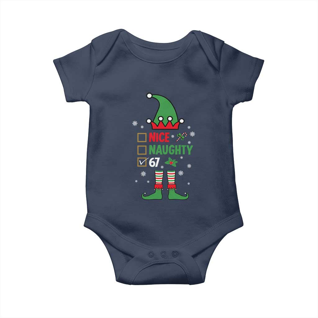 67 Christmas Baby Onesie Funny Six Seven Meme Brainrot Nice Naughty 6 7 Elf Custome - Wonder Print Shop
