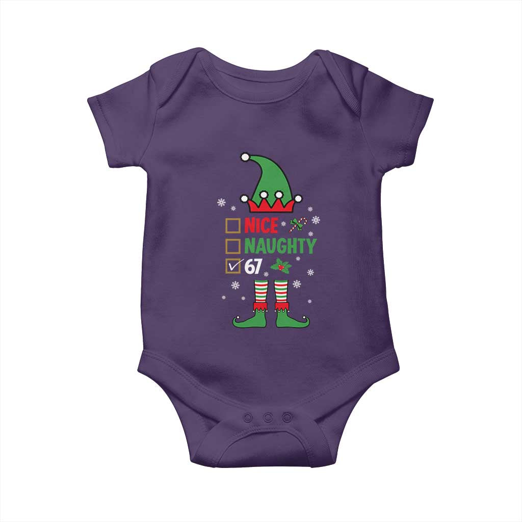 67 Christmas Baby Onesie Funny Six Seven Meme Brainrot Nice Naughty 6 7 Elf Custome - Wonder Print Shop