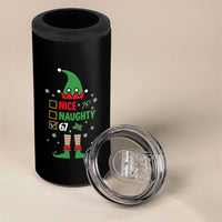 67 Christmas 4 in 1 Can Cooler Tumbler Funny Six Seven Meme Brainrot Nice Naughty 6 7 Elf Custome - Wonder Print Shop