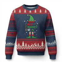 67 Xmas Ugly Christmas Sweater Funny Six Seven Meme Brainrot Nice Naughty 6 7 Elf Custome - Wonder Print Shop