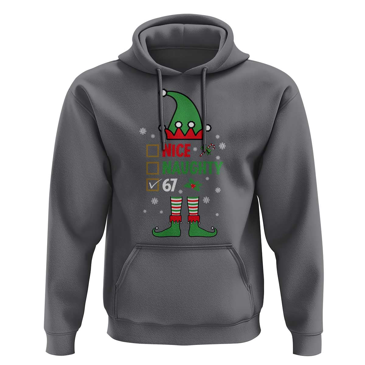 67 Christmas Hoodie Funny Six Seven Meme Brainrot Nice Naughty 6 7 Elf Custome - Wonder Print Shop