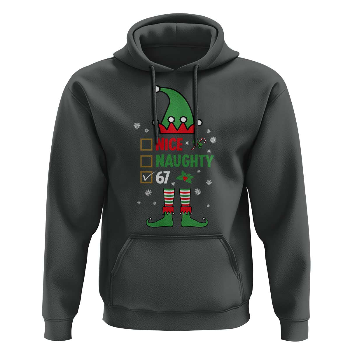 67 Christmas Hoodie Funny Six Seven Meme Brainrot Nice Naughty 6 7 Elf Custome - Wonder Print Shop