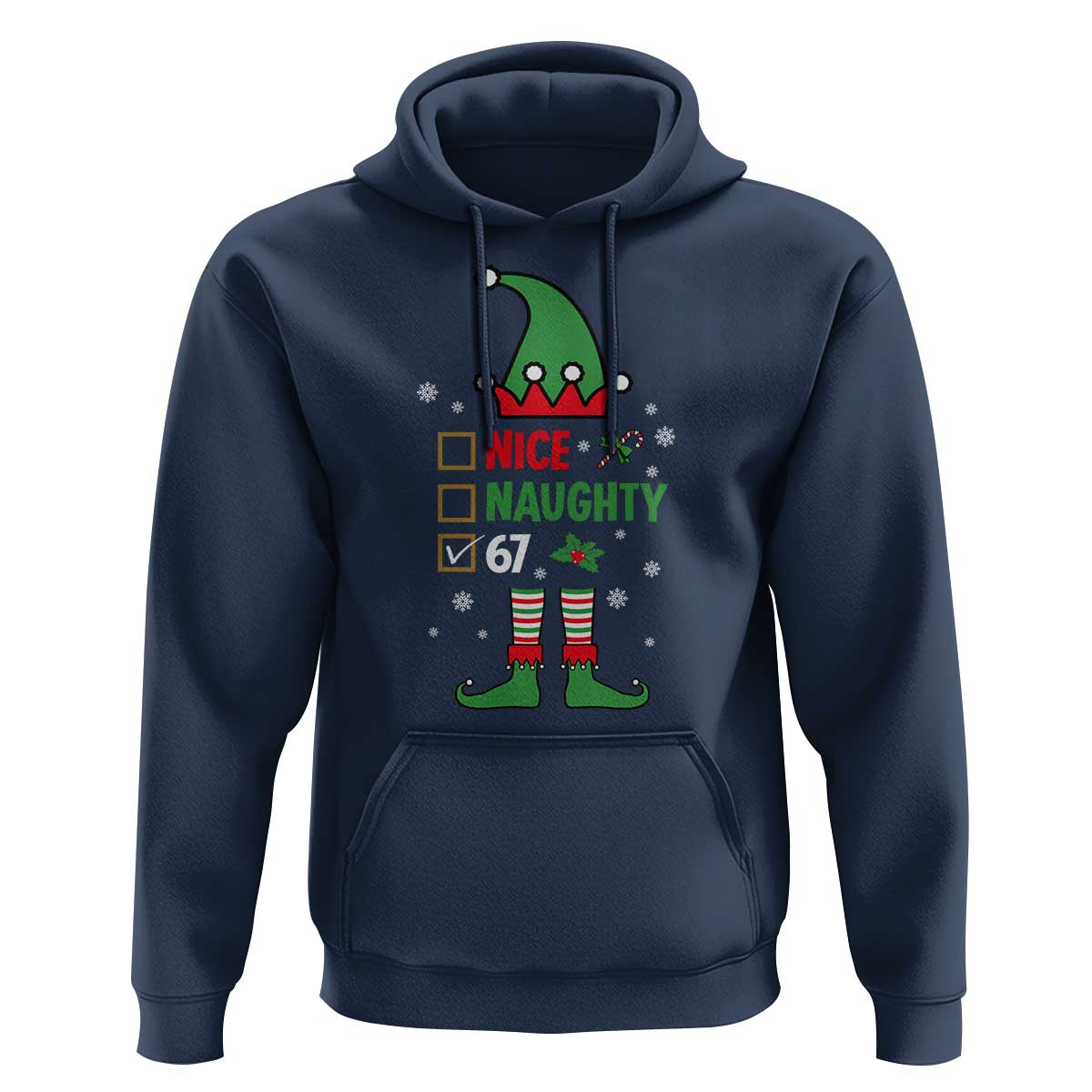 67 Christmas Hoodie Funny Six Seven Meme Brainrot Nice Naughty 6 7 Elf Custome - Wonder Print Shop