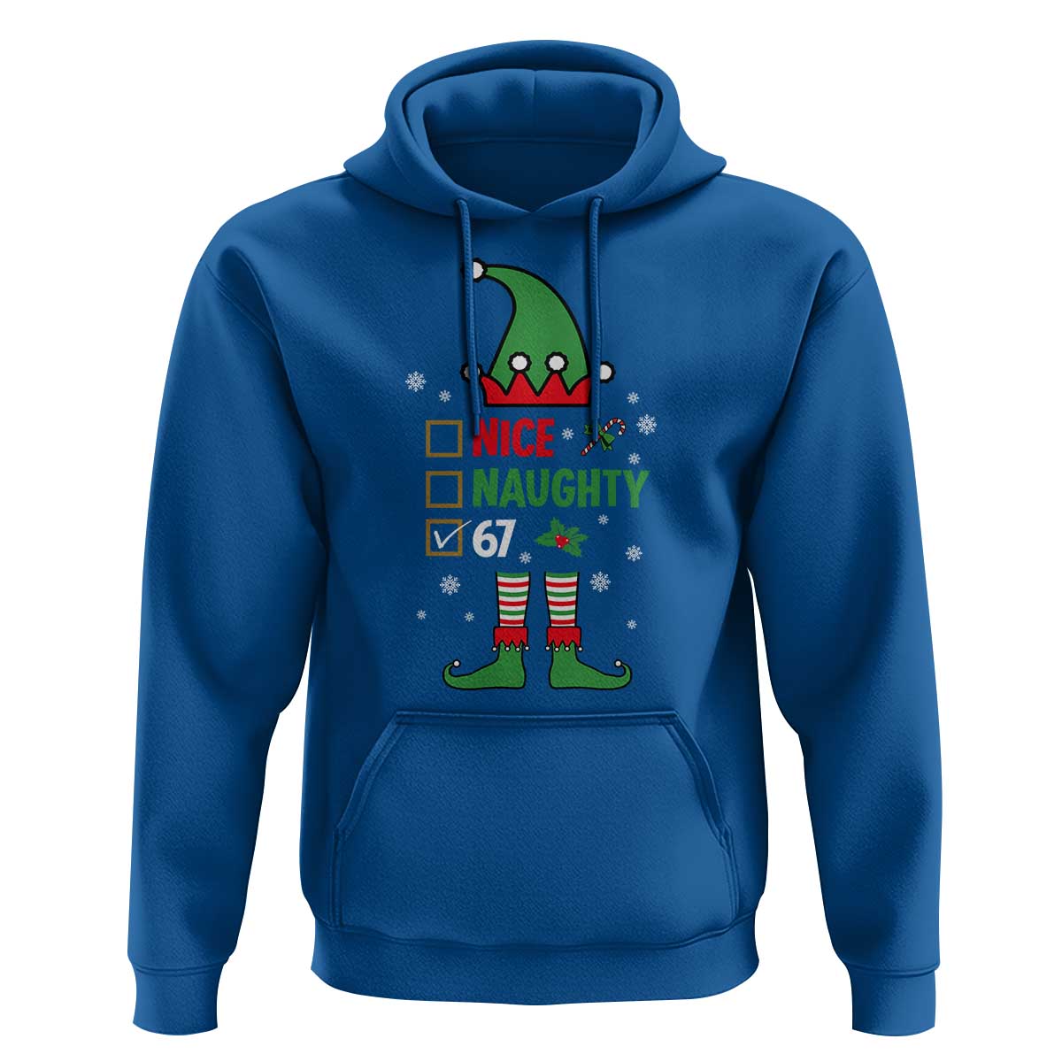 67 Christmas Hoodie Funny Six Seven Meme Brainrot Nice Naughty 6 7 Elf Custome - Wonder Print Shop