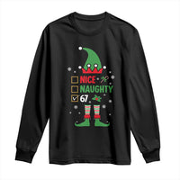 67 Christmas Long Sleeve Shirt Funny Six Seven Meme Brainrot Nice Naughty 6 7 Elf Custome - Wonder Print Shop