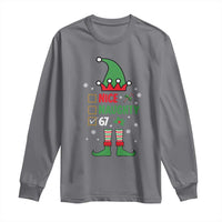 67 Christmas Long Sleeve Shirt Funny Six Seven Meme Brainrot Nice Naughty 6 7 Elf Custome - Wonder Print Shop