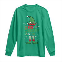 67 Christmas Long Sleeve Shirt Funny Six Seven Meme Brainrot Nice Naughty 6 7 Elf Custome - Wonder Print Shop