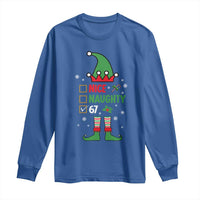 67 Christmas Long Sleeve Shirt Funny Six Seven Meme Brainrot Nice Naughty 6 7 Elf Custome - Wonder Print Shop