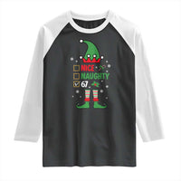 67 Christmas Raglan Shirt Funny Six Seven Meme Brainrot Nice Naughty 6 7 Elf Custome - Wonder Print Shop