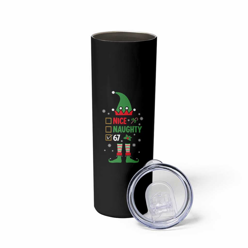 67 Christmas Skinny Tumbler Funny Six Seven Meme Brainrot Nice Naughty 6 7 Elf Custome - Wonder Print Shop