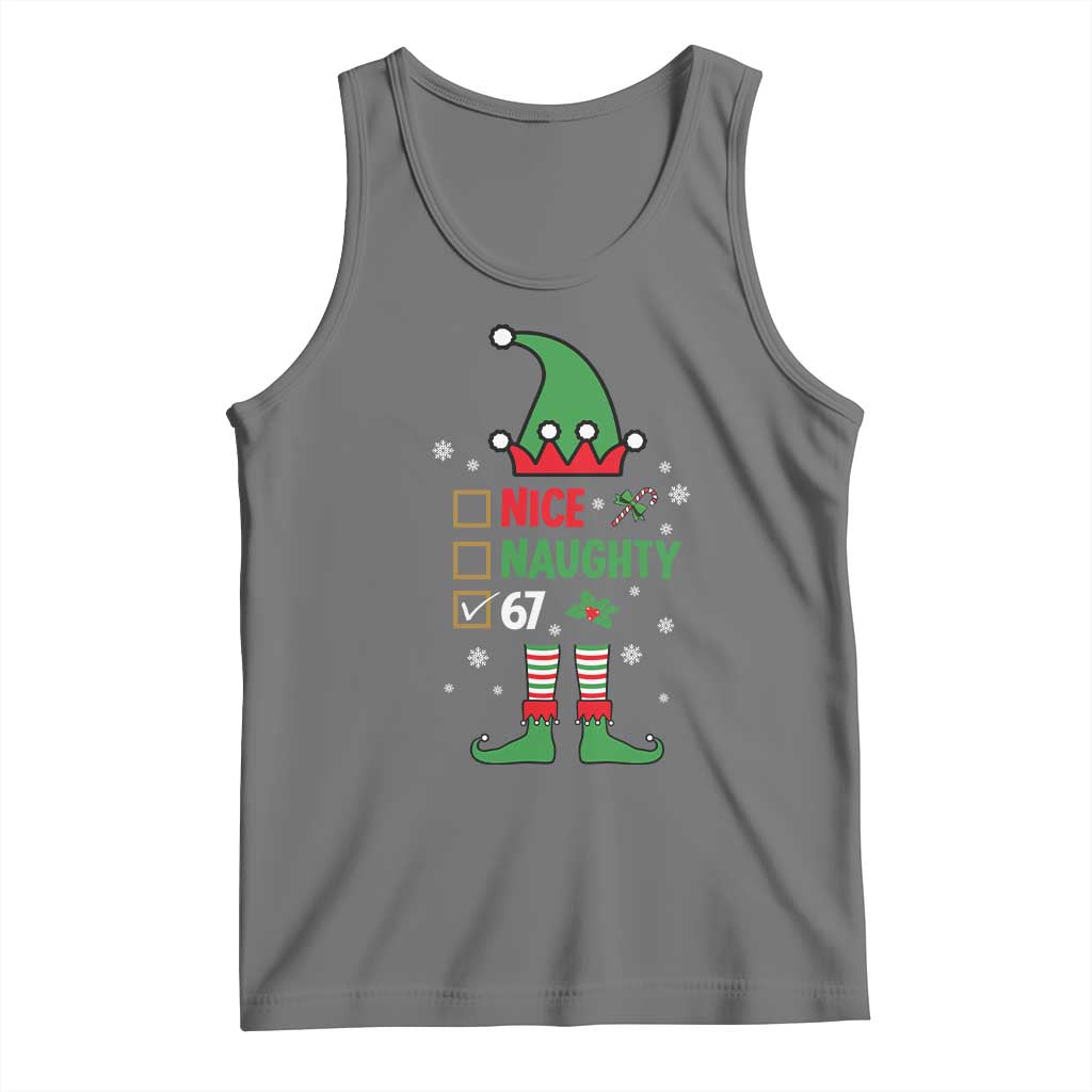 67 Christmas Tank Top Funny Six Seven Meme Brainrot Nice Naughty 6 7 Elf Custome - Wonder Print Shop