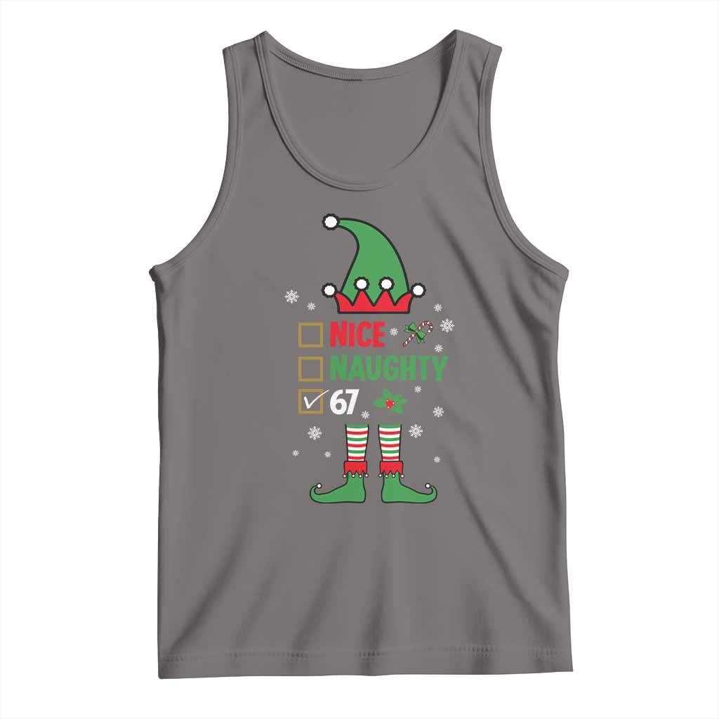 67 Christmas Tank Top Funny Six Seven Meme Brainrot Nice Naughty 6 7 Elf Custome - Wonder Print Shop