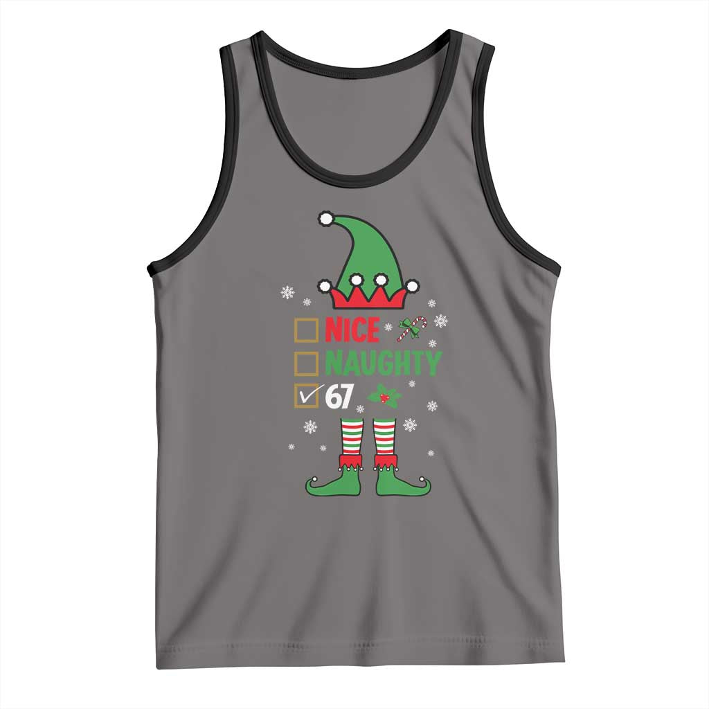 67 Christmas Tank Top Funny Six Seven Meme Brainrot Nice Naughty 6 7 Elf Custome - Wonder Print Shop