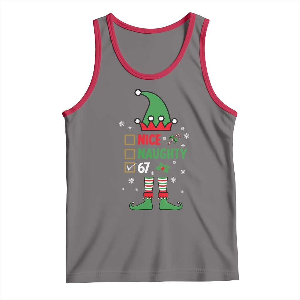 67 Christmas Tank Top Funny Six Seven Meme Brainrot Nice Naughty 6 7 Elf Custome - Wonder Print Shop