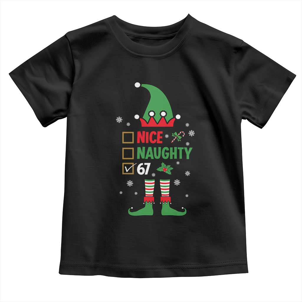 67 Christmas Toddler T Shirt Funny Six Seven Meme Brainrot Nice Naughty 6 7 Elf Custome - Wonder Print Shop