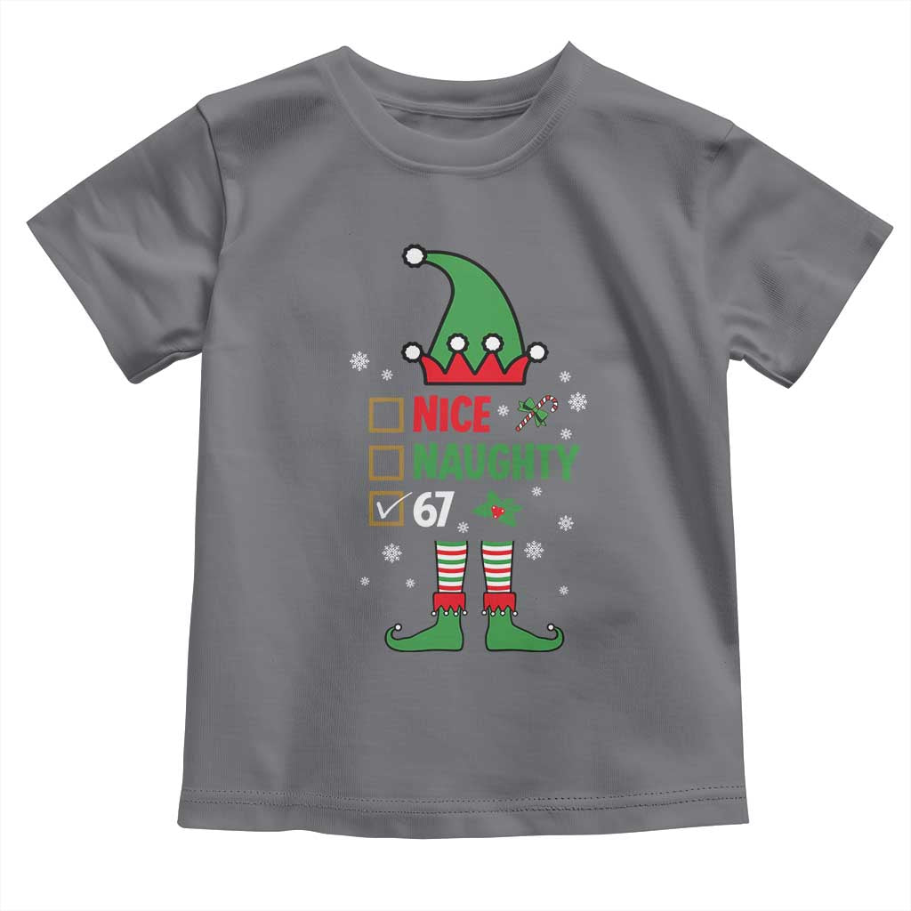67 Christmas Toddler T Shirt Funny Six Seven Meme Brainrot Nice Naughty 6 7 Elf Custome - Wonder Print Shop