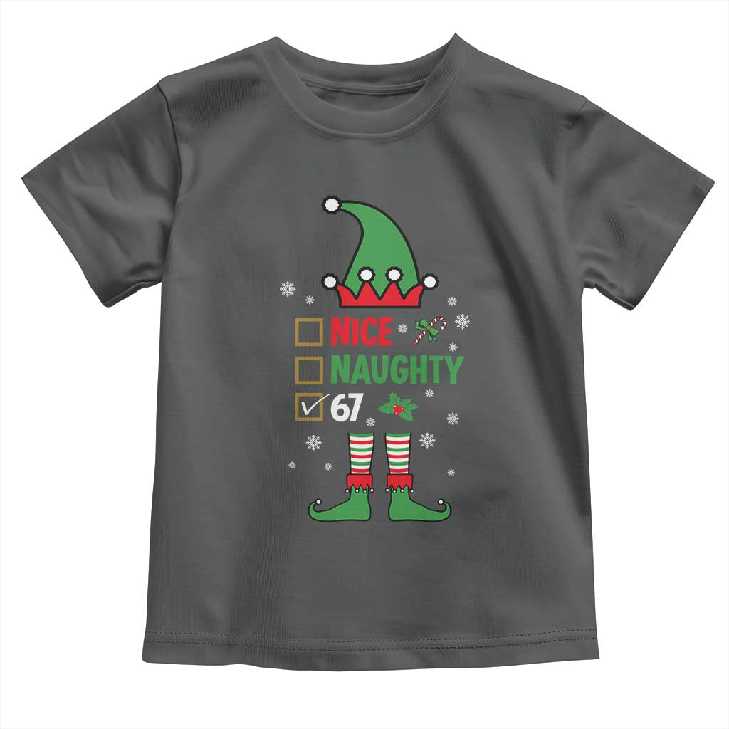 67 Christmas Toddler T Shirt Funny Six Seven Meme Brainrot Nice Naughty 6 7 Elf Custome - Wonder Print Shop