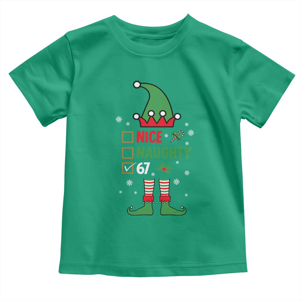67 Christmas Toddler T Shirt Funny Six Seven Meme Brainrot Nice Naughty 6 7 Elf Custome - Wonder Print Shop