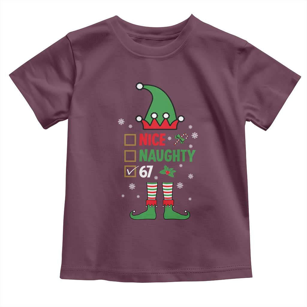 67 Christmas Toddler T Shirt Funny Six Seven Meme Brainrot Nice Naughty 6 7 Elf Custome - Wonder Print Shop