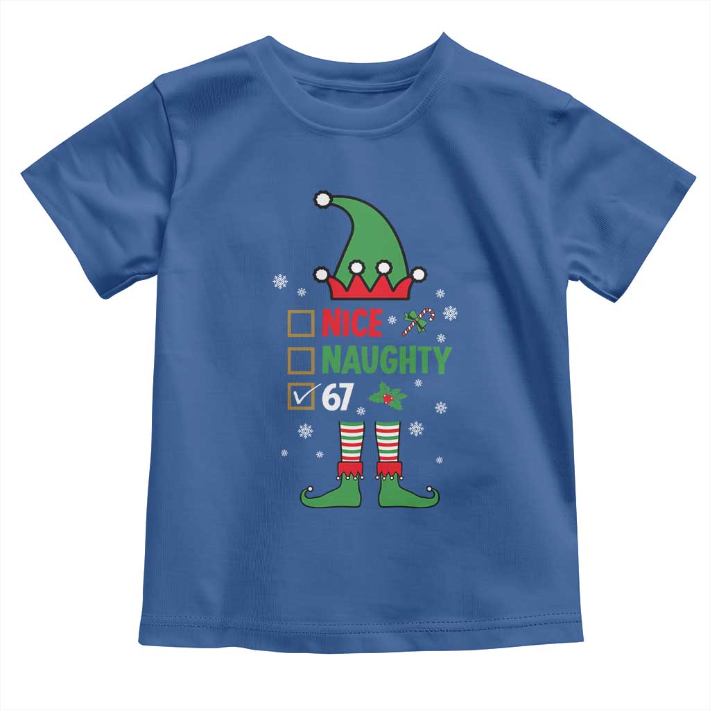 67 Christmas Toddler T Shirt Funny Six Seven Meme Brainrot Nice Naughty 6 7 Elf Custome - Wonder Print Shop