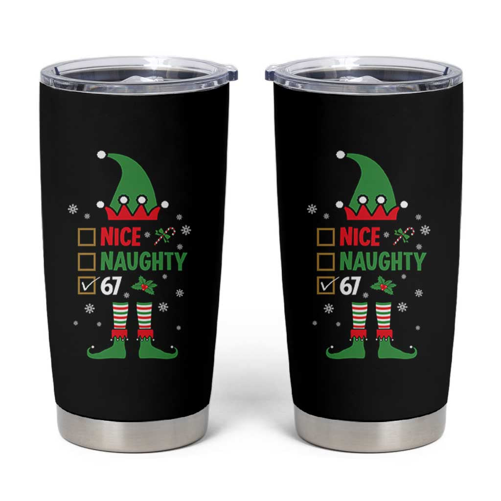 67 Christmas Tumbler Cup Funny Six Seven Meme Brainrot Nice Naughty 6 7 Elf Custome - Wonder Print Shop