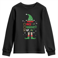 67 Christmas Youth Sweatshirt Funny Six Seven Meme Brainrot Nice Naughty 6 7 Elf Custome - Wonder Print Shop