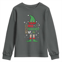 67 Christmas Youth Sweatshirt Funny Six Seven Meme Brainrot Nice Naughty 6 7 Elf Custome - Wonder Print Shop