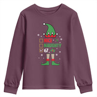 67 Christmas Youth Sweatshirt Funny Six Seven Meme Brainrot Nice Naughty 6 7 Elf Custome - Wonder Print Shop