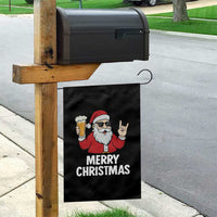Merry Christmas Funny Santa Drinking Beer Garden Flag - Wonder Print Shop