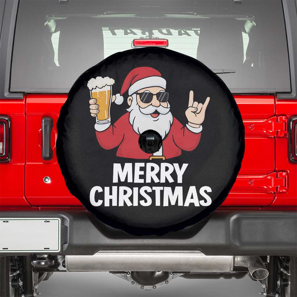 Merry Christmas Funny Santa Drinking Beer Spare Tire Cover - Wonder Print Shop