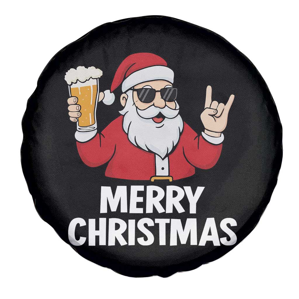 Merry Christmas Funny Santa Drinking Beer Spare Tire Cover - Wonder Print Shop