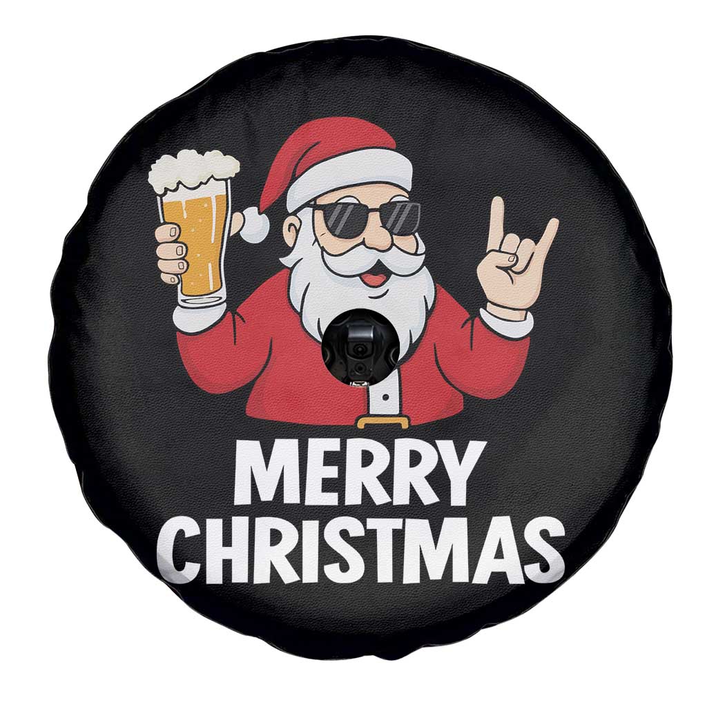 Merry Christmas Funny Santa Drinking Beer Spare Tire Cover - Wonder Print Shop