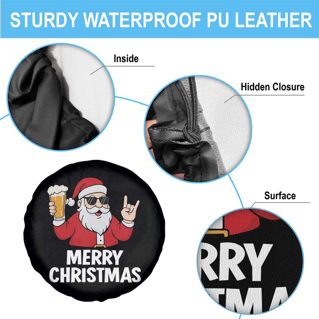 Merry Christmas Funny Santa Drinking Beer Spare Tire Cover - Wonder Print Shop