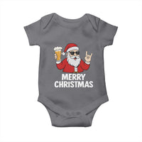 Merry Christmas Funny Santa Drinking Beer Baby Onesie - Wonder Print Shop