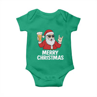 Merry Christmas Funny Santa Drinking Beer Baby Onesie - Wonder Print Shop