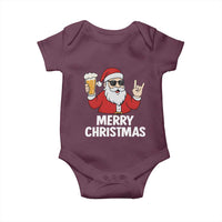 Merry Christmas Funny Santa Drinking Beer Baby Onesie - Wonder Print Shop