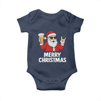 Merry Christmas Funny Santa Drinking Beer Baby Onesie - Wonder Print Shop