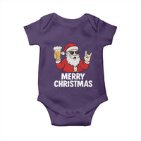Merry Christmas Funny Santa Drinking Beer Baby Onesie - Wonder Print Shop