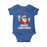 Merry Christmas Funny Santa Drinking Beer Baby Onesie - Wonder Print Shop