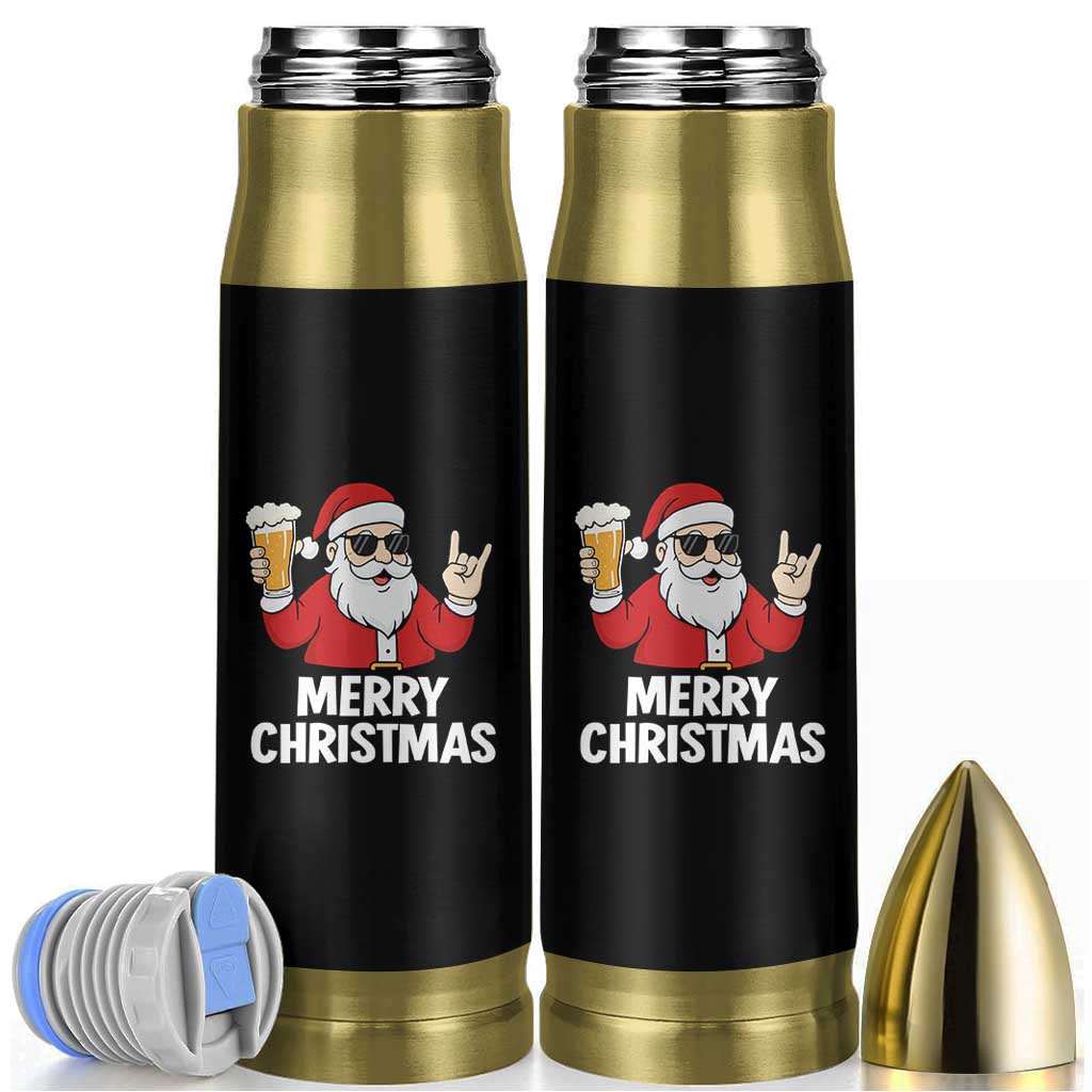 Merry Christmas Funny Santa Drinking Beer Bullet Tumbler - Wonder Print Shop